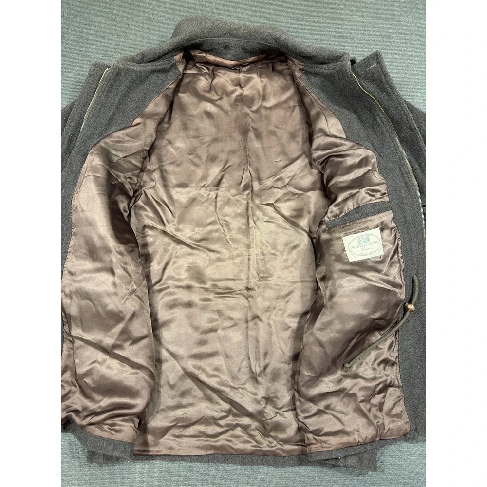 Vintage Pronto Uomo Made In Italy Brown Wool Winter Top/Over Coat Jacket XXL